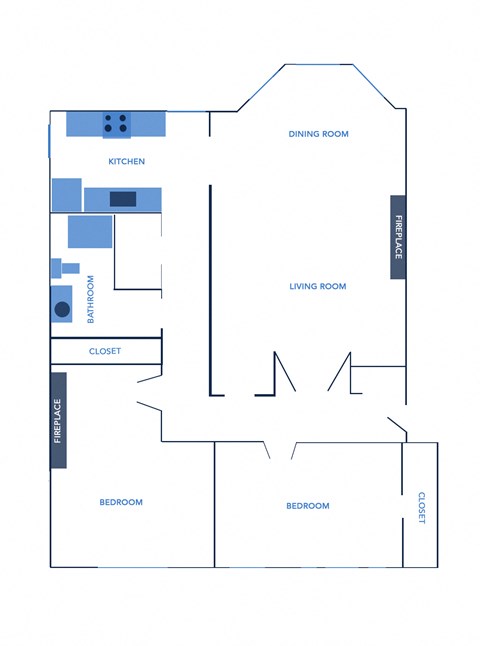 Floor plan for 2 beds, 1 bath, 1311 sqft